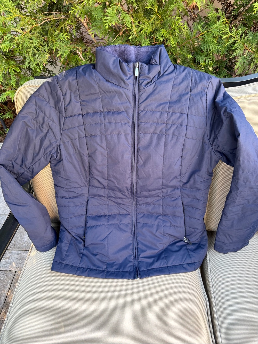 Lands' End Deep MEDIUM Blue Quilted Jacket with Branded Zip